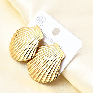 83877 Stainless Steel Stud Earrings ‘Sea Shell’For Jewellery 28X32mm/1Pair/ 18k GOLD PLATED,   ,Material Ανοξείδωτο Ατσάλι 304,,Charms (-1 2) ()