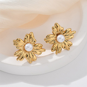 83882 ΑΤΣΑΛΙΝΑ ΣΚΟΥΛΑΡΙΚΙΑ ΒΙΔΕΣ ΚΑΡΦΑΚΙΑ ‘, Λουλούδια’ ΓΙΑ ΚΟΣΜΗΜΑ 25X22mm/1Ζευγ.   18K ΕΠΙΧΡΥΣΟ ΧΡΩΜΑ, ΜΕ ΠΕΡΛΕΣ  ,ΣΥΝΘΕΣΗ ΑΝΟΞΕΙΔΩΤΟ ΑΤΣΑΛΙ 304, (2 1) (0gr) ()