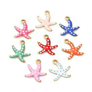 83955 Enamel Stainless Steel Starfish ‘, Starfish’ For Jewellery 10X10mm/3Pcs/   Gold Plated, Enamel  ,Material Ανοξείδωτο Ατσάλι 304,Summer,Charms (15 0) ()