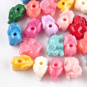 83994 Synthetic Coral ‘Elephants’For Jewellery 10X14mm/5Pcs//Ø2.5mm MultiColor,   ,Material ,Summer,Beads (4 12) ()