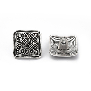 84056  SQUARE METAL SHANK BUTTONS ,FOR SEWING 13X13MM/6PCS/ PLATINUM COLOR, PEARLS  ,MATERIAL PLASTIC,KNEETING ACCESSORIES,BEADS (6 0) ()