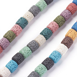 84130 Natural Lava Column Beads ,For Jewellery 8X8mm/33Pcs/ MultiColor,   ,Material ,,Beads (5 0) ()