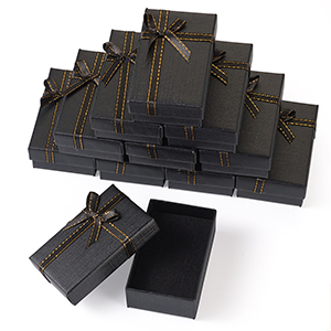 84481 Rectangle boxes  For Jewellery 8X5x3cm/1Pcs/   Black Color, With Ribbon  ,Material Carton,Packaging, (11 12) ()