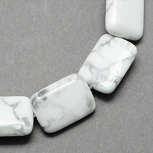 84851 Natural Howlite Rrectangle shape  For Jewellery 18X13mm/22Pcs/   White Color,   ,Material ,,Beads (3 2) ()