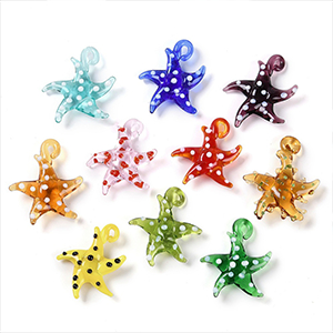 84928 Glass Starfish charms ‘, Starfish’ For Jewellery 30X28mm/1Pcs/   MultiColor,   ,Material ,Summer,Charms (8 7) ()