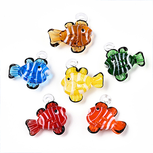 84931 Glass Fish pendants ‘, Fish’ For Jewellery 35X31mm/1Pcs/   MultiColor,   ,Material ,Summer,Charms (12 8) ()