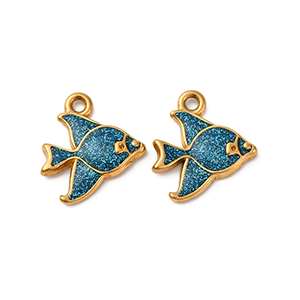 84935 Ατσάλινα Ψαράκια με Χρώμα ‘, Ψαράκια’ Για κόσμημα 18X15mm/1Τεμ.   Επίχρυσο Χρώμα, Με Χρώμα/Enamel  ,Συνθεση Ανοξείδωτο Ατσάλι 304,Καλοκαιρινά/Θαλασσινά,Κρεμαστά (7 2) (0gr) ()
