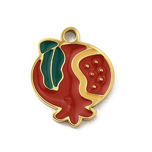 84983  Ατσάλινα μενταγιόν Φρούτα με Χρώμα  Για κόσμημα 14X11mm/1Τεμ.  (IP) Επίχρυσο Χρώμα,   ,Συνθεση Ανοξείδωτο Ατσάλι 304,Χριστουγεννιάτικα,Κρεμαστά (18 9) (5gr) ()