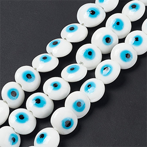 85021 Γυάλινα Ματάκια / Lampwork Glass Beads  Για κόσμημα 15X8mm/14Τεμ.   Λευκό Χρώμα,   ,Συνθεση Γυαλί,Χάντρα (3 2) (55gr) ()