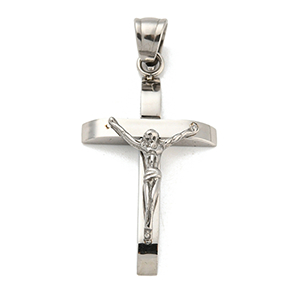 85051 Stainless Steel Cross Pendants ,For Jewellery 33X18mm/1Pcs/   Steel color, With Jesus  ,Material ,Religious,Charms (3 2) ()