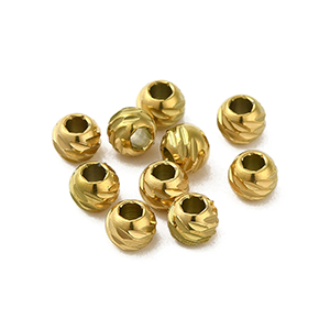 85142 Stainless Steel Round Beads with Shiny surface  For jewelery/Paterimi/Mpegleria 5X4mm/2Pcs//Ø2mm  ((18K)) Gold Plated,   ,Material Ανοξείδωτο Ατσάλι 304,Spacers,Beads (30 0) ()