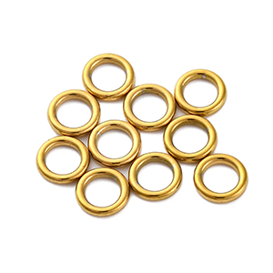 85154 Stainless Steel Closed Rings  For Jewellery 6X1mm/5Pcs/   Gold Plated,   ,Material Ανοξείδωτο Ατσάλι 304,, (20 0) ()