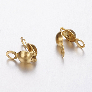 85157 Stainless Steel Bead Tips, Calotte Ends  For Jewellery 5X2.5mm/50Pcs/  ((IP)) Gold Plated,   ,Material Stainless Steel,, (4 0) ()