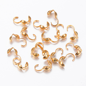85159 Stainless Steel Bead Tips, Calotte Ends  For Jewellery 9X4mm/10Pcs/  (24K) Gold Plated,   ,Material Stainless Steel,, (10 0) ()