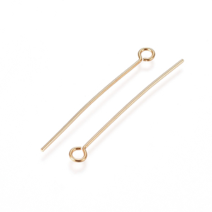 85160 Stainless Steel jewellery Eye Pins  For Jewellery 30X0.06mm/50Pcs/  ((18K)) Gold Plated, 0.6mm Thickness  ,Material Stainless Steel,, (39 0) ()
