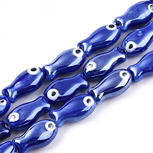 85201 Ceramic Fish Beads  For Jewellery 19X10mm/2Pcs/   Blue Color,   ,Material ,Summer,Beads (51 0) ()