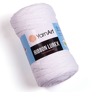 85225 Yarn Art Ribbon Lurex Metallic Flat Ribbon  For Handbags 250gr/110Meters/   721-White,   ,Material 60% Cotton 40% Biscoz,All Seasons,Crhochet Needles No 10 (8 0) ()