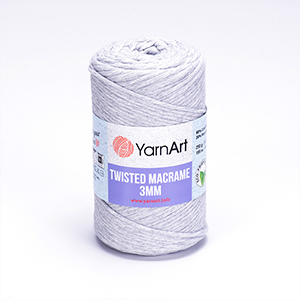 85245 Yarn Art Twisted Macrame 3mm  For Knitting 250gr/190Meters/   756-Light Grey, 78% Polyester 18% Polyester  ,Material 100% Polyester,All Seasons,Crhochet Needles No 8 (8 0) ()