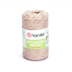 85246 Yarn Art Twisted Macrame 3mm  For Knitting 250gr/190Meters/   753-Beige, 78% Polyester 18% Polyester  ,Material 100% Polyester,All Seasons,Crhochet Needles No 8 (8 0) ()
