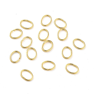 85255 Stainless Steel Oval Jamp Rings  For Jewellery 3.5X4.5X0.5mm/50Pcs/   18k GOLD PLATED, 0.6mm Thickness  ,Material Ανοξείδωτο Ατσάλι 304,, (40 0) ()