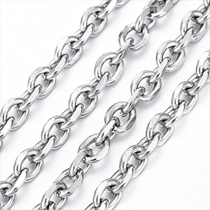 85257 Stainless Steel Cable chains  For Jewellery 6X4.5mm/1Meters/   Steel color,   ,Material Ανοξείδωτο Ατσάλι 304,, (10 0) ()