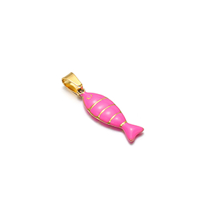 85266 Enamel Stainless Steel Fish pendants  For Jewellery 22X7mm/1Pcs/   Gold Plated, Enamel  ,Material ,Summer,Charms (5 0) ()