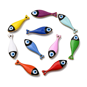 85267 Enamel Stainless Steel Fish pendants  For Jewellery 20X6mm/1Pcs/   Gold Plated, Enamel  ,Material ,Summer,Charms (20 0) ()