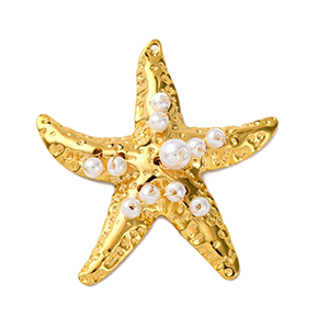 85270 Stainless Steel Starfish ‘, Starfish’ For Jewellery 50X46mm/1Pcs/  (VP/18k) Gold Plated, With Pearls  ,Material Ανοξείδωτο Ατσάλι 304,Summer,Charms (7 0) ()