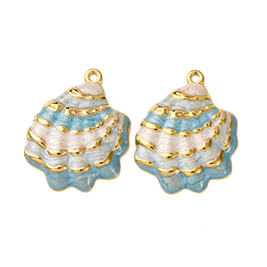 85272 Enamel Stainless Steel Sea Shell/Conch ‘, Sea Shell’ For Jewellery 32X24mm/1Pcs/  (VP/18k) Gold Plated, Enamel  ,Material ,Summer,Charms (10 0) ()