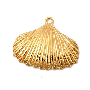85273 Stainless Steel Conch Pendants ‘, Sea Shell’ For Jewellery 25X29mm/1Pcs/  ((18K)) Gold Plated, Enamel  ,Material Ανοξείδωτο Ατσάλι 304,Summer,Charms (10 0) ()