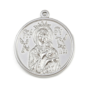85277  Stainless Steel Panagitses Amulet  For Jewellery 31X27mm/1Pcs/   Steel color,   ,Material ,Charms (10 0) ()