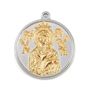 85279  Stainless Steel Panagitses Amulet  For Jewellery 31X27mm/1Pcs/   Steel/Gold Plated,   ,Material ,,Charms (10 0) ()