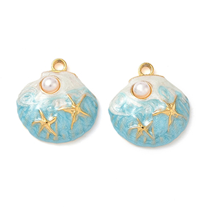 85288 Enamel Stainless Steel Sea Shell/Conch ‘, Sea Shell’ For Jewellery 20X18mm/1Pcs/  (18K/IP) Gold Plated, Enamel  ,Material Ανοξείδωτο Ατσάλι 304,Summer,Charms (7 0) ()