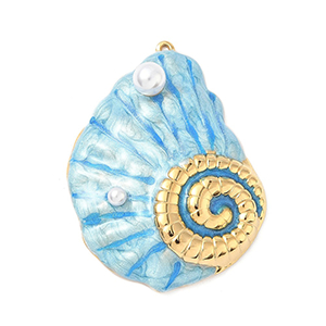 85292 Enamel Stainless Steel Sea Shell/Conch ‘, Sea Shell’ For Jewellery 4X35mm/1Pcs/   Gold Plated, Enamel  ,Material Ανοξείδωτο Ατσάλι 304,Summer,Charms (7 0) ()