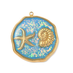 85293 Enamel Stainless Steel Sea Shell/Conch ‘, Sea Shell’ For Jewellery 29X26mm/1Pcs/  ((18K)) Gold Plated, Enamel  ,Material Ανοξείδωτο Ατσάλι 304,Summer,Charms (7 0) ()