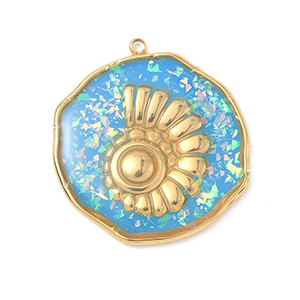 85295 Enamel Stainless Steel Sea Shell/Conch ‘, Sea Shell’ For Jewellery 28X26mm/1Pcs/  ((18K)) Gold Plated, Enamel  ,Material Ανοξείδωτο Ατσάλι 304,Summer,Charms (7 0) ()