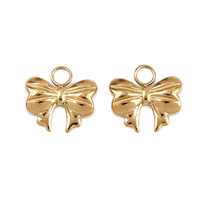 85296 Stainless Steel Bowknot Charms  For Jewellery 13X13mm/1Pcs/   Gold/Turquoise,   ,Material Ανοξείδωτο Ατσάλι 304,Charms (10 0) ()