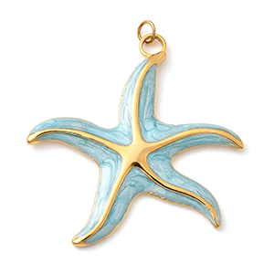 85311 Enamel Stainless Steel Starfish ‘, Starfish’ For Jewellery 34X35mm/1Pcs/  (18K/IP) Gold Plated,   ,Material Ανοξείδωτο Ατσάλι 304,Summer,Beads (7 0) ()