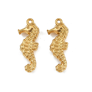 85314 Stainless Steel Sea Horse ‘, Sea Horse’ For Jewellery 21X9mm/1Pcs/  (IP) Gold Plated,   ,Material Ανοξείδωτο Ατσάλι 304,Summer,Beads (20 0) ()