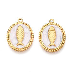 85316 Enamel Stainless Steel Fish pendants ‘, Fish’ For Jewellery 24X17mm/1Pcs/  (18K/IP) Gold Plated, Enamel  ,Material Ανοξείδωτο Ατσάλι 304,Summer, (15 0) ()