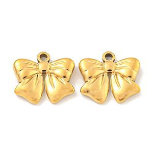 85336 Stainless Steel Bowknot Charms  For Jewellery 13X15mm/1Pcs/  (18K) Gold Plated,   ,Material Ανοξείδωτο Ατσάλι 304,,Charms (16 0) ()