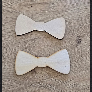 85345 Wooden Bowknot with engraving ‘, Bowknot’ For Wedding/For Baptism 7X3cm/2Pcs/   Natural Color,   ,Material Plywood,, (4 0) ()