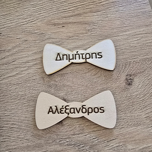 85346 Wooden Bowknot with engraving  FOR WEDDING/FOR Baptism 7X3cm/1Pcs/   NATURAL COLOR,   ,Material Plywood,, (1 0) ()