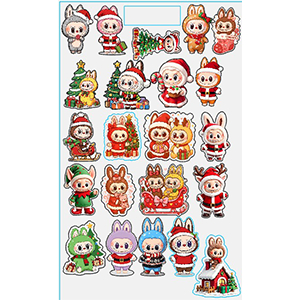 85351 Stickers ‘, Labubu’ For Decoration 18X13cm/22Pcs/   MultiColor,   ,Material ,, (1 4) ()