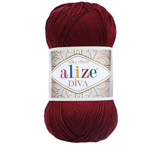 85393 Alize Diva Yarn  For Clothing,Swuim Swimsuits 100gr/350Meters/  (Alize) 57-Dark Red, Acrylic  ,Material 100% Acrylic,Spring,Summer,Crhochet Needles 1-3,Needles 2,5-3,5 (10 0) ()