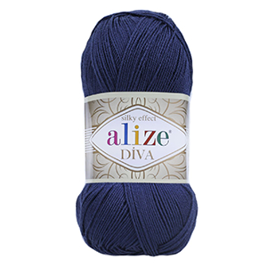 85394 Alize Diva Yarn  For Clothing,Swuim Swimsuits 100gr/350Meters/  (Alize) 361-Navy Blue, Acrylic  ,Material 100% Acrylic,Spring,Summer,Crhochet Needles 1-3,Needles 2,5-3,5 (20 0) ()