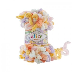 85403 Yarns ALIZE PUFFY COLOR  For Blankets,Scarves,Cardigans 100gr//9Meters/6520-Πολύχρωμο  (Alize) 6520-Multicolor, Polyester  ,Material 100% Polyester,Winter,Hand Knit (10 0) ()