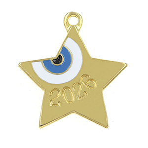 85457 Metal Star Lucky Charms ‘, Stars’ Lucky Charms 37X34mm/1Pcs/   Gold Plated, Enamel  ,Material ,,Charms (6 0) ()