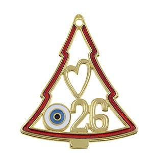 85468 Metal Christmas Tree  Lucky Charms 36X31mm/1Pcs/   Gold Plated, Enamel  ,Material ,,Charms (3 0) ()