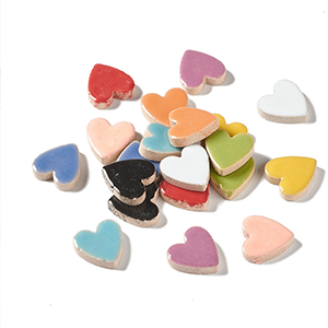 85488 Porcelain Mosaic ‘, Hearts’ For Decoration 23X22mm/25Pcs/   MultiColor, Flat  ,Material ,, (18 0) ()